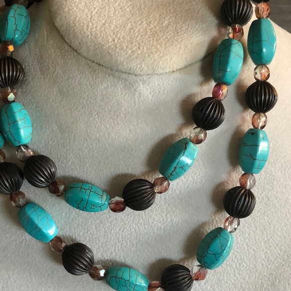 EUC Handmade Faux Turquoise Necklace - Picture 1 of 4